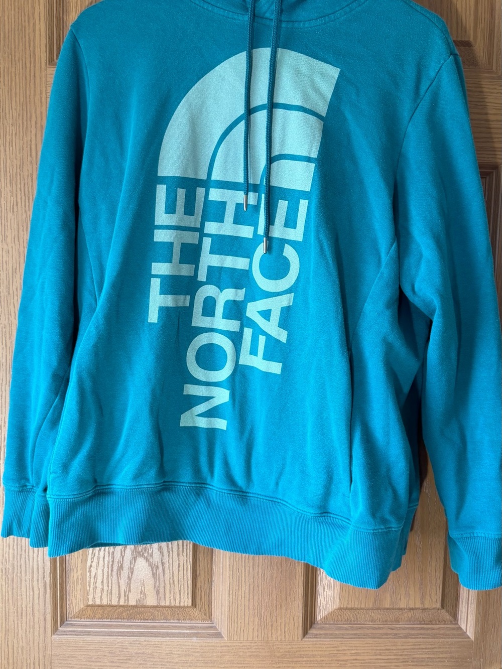 The North Face Men’s Teal Crewneck Hoodie with Large Logo